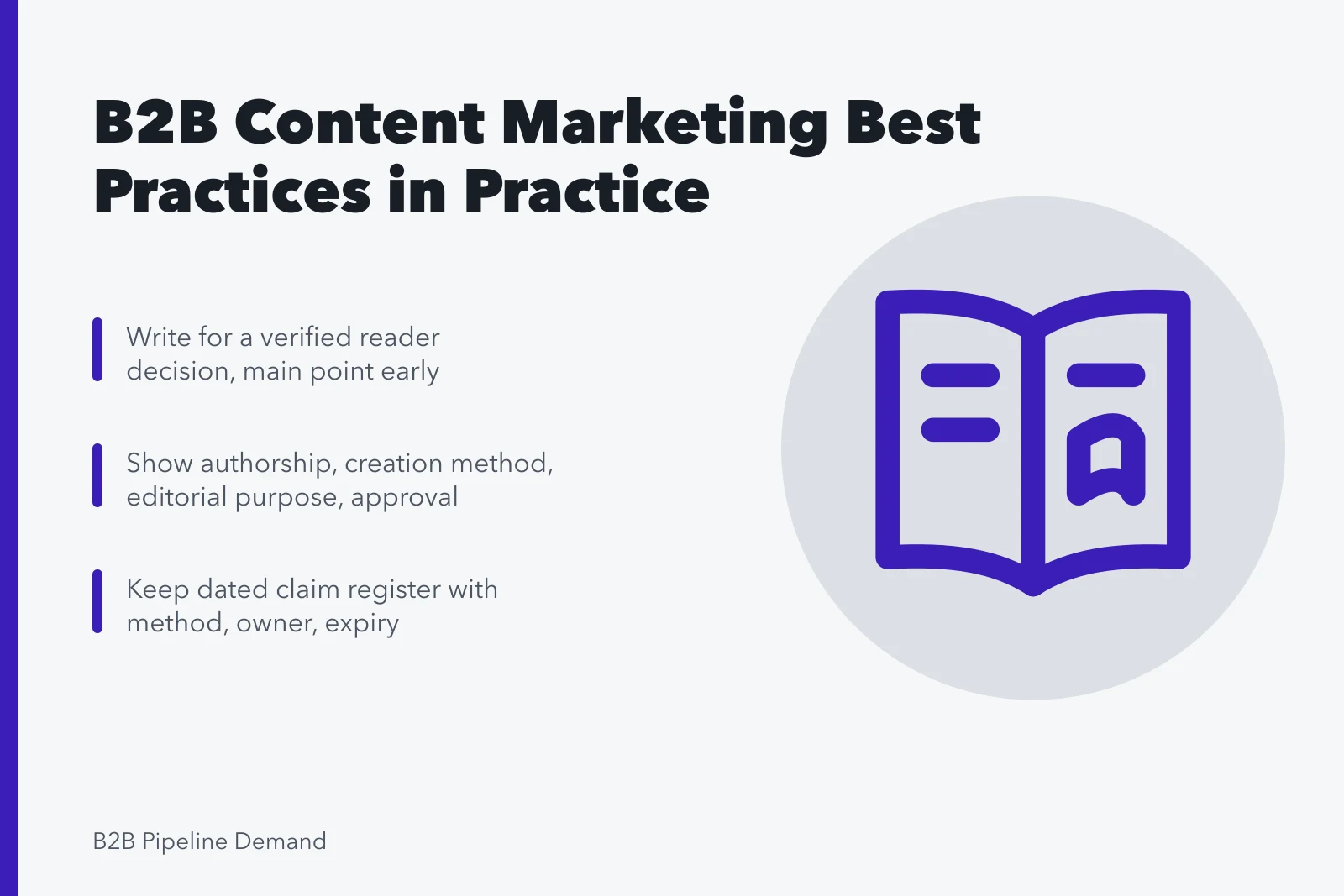 Card outlining B2B content marketing best practices for 2027. What the B2B content marketing best practices look like in practice