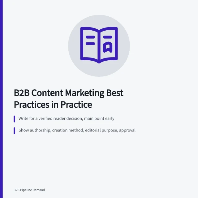 Card outlining B2B content marketing best practices for 2027. What the B2B content marketing best practices look like in practice