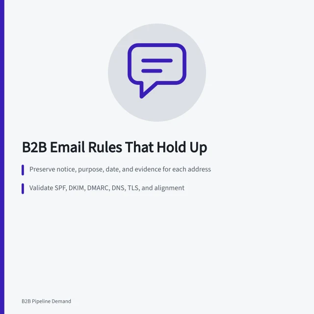 Card summarizing B2B email marketing best practices for 2027. B2B email marketing best practices, stripped to what works