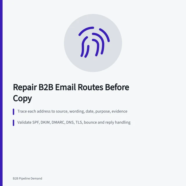 Card on diagnosing and repairing B2B email marketing routes. How to improve B2B email marketing for business teams
